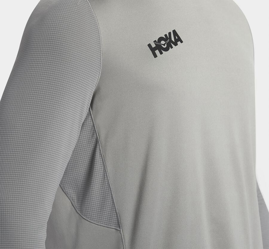 Hoka One One Top Panske Siva - Performance Dlho Sleeve - 70184-IFDK